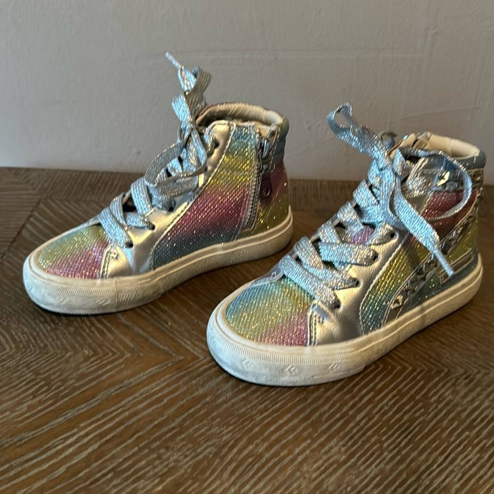 VINTAGE HAVANA little girls glitter studded high top sneakers